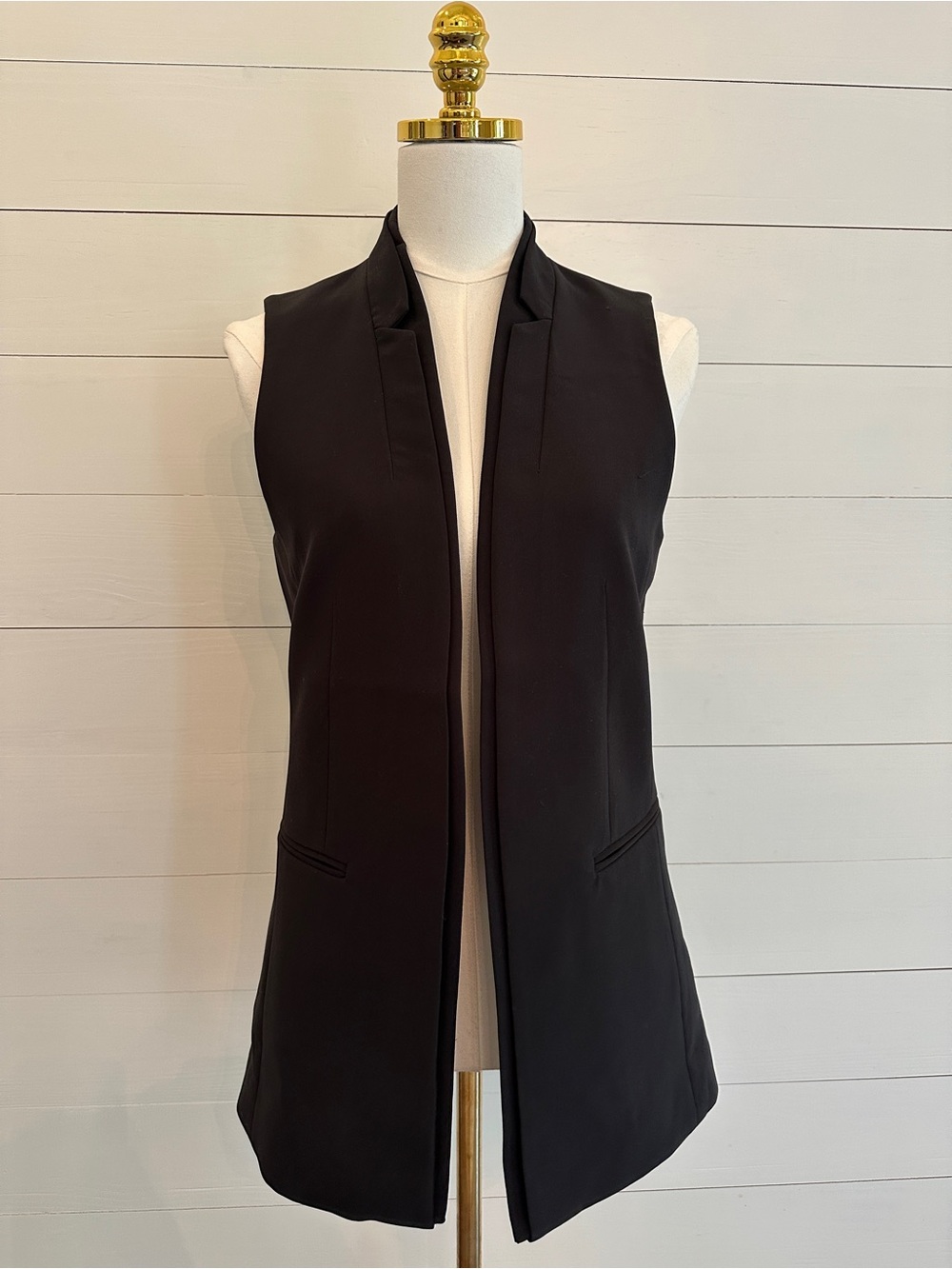 H&M Black Sleeveless Open-Front Longline Vest